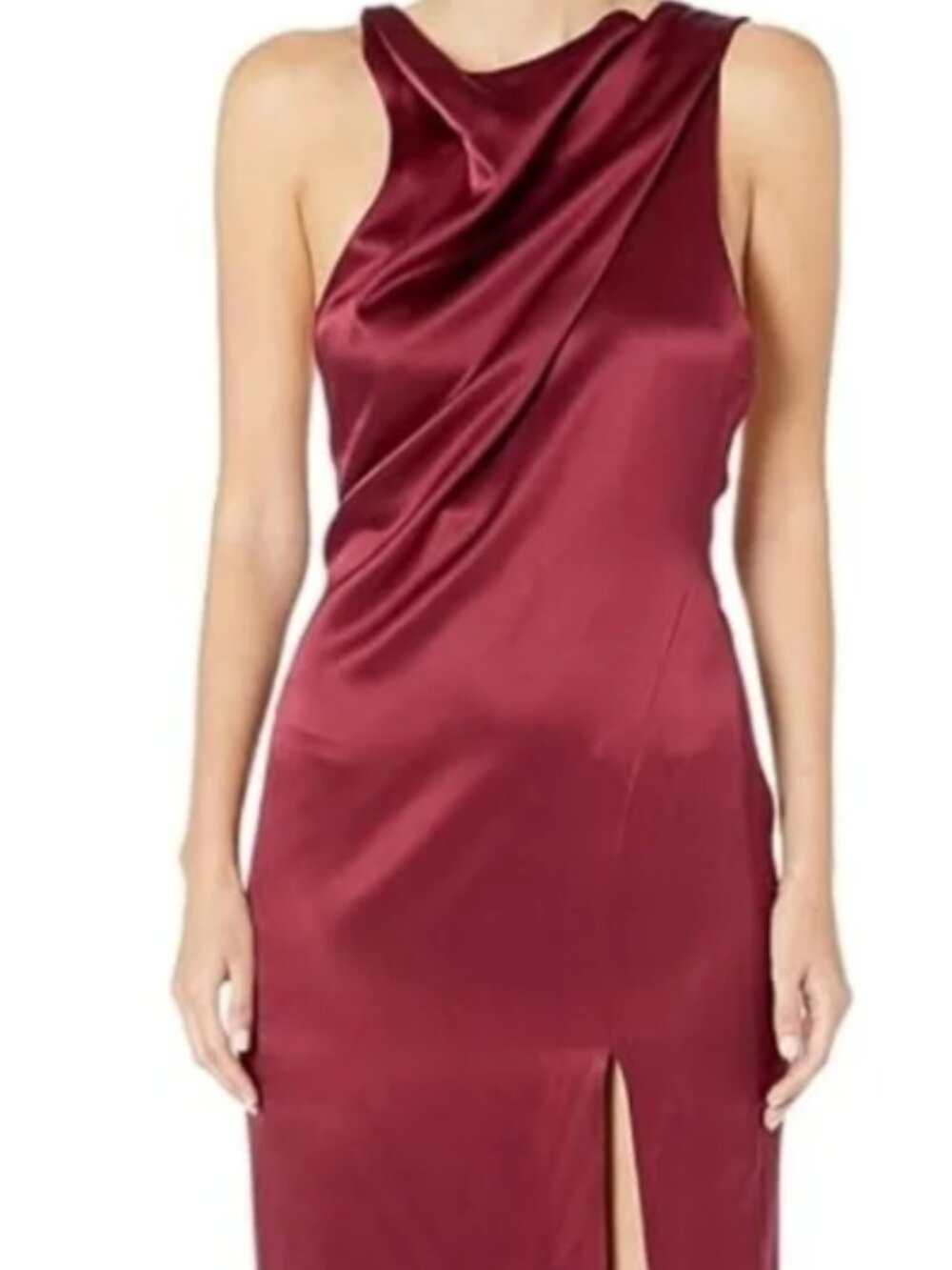 Cushnie Burgundy Silk Sleeveless Asymmetric Dress Size 4, Tassel Back